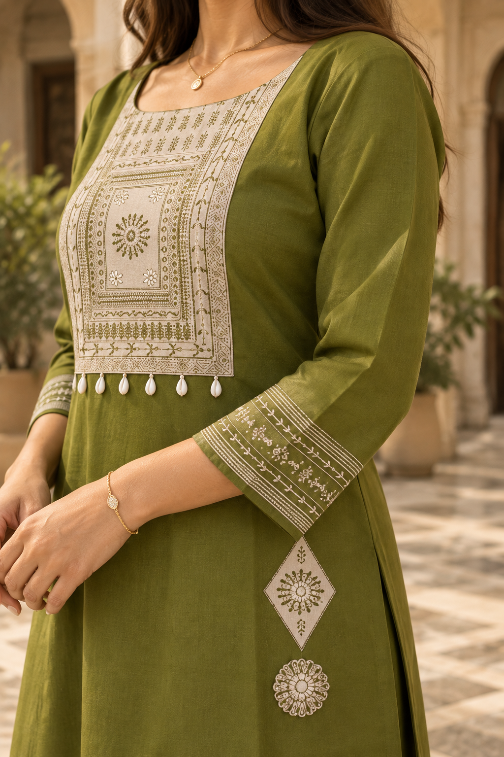 VANREKHA Olive Green Embroidered Kurta Pant Set with Dupatta for Women - Image 7